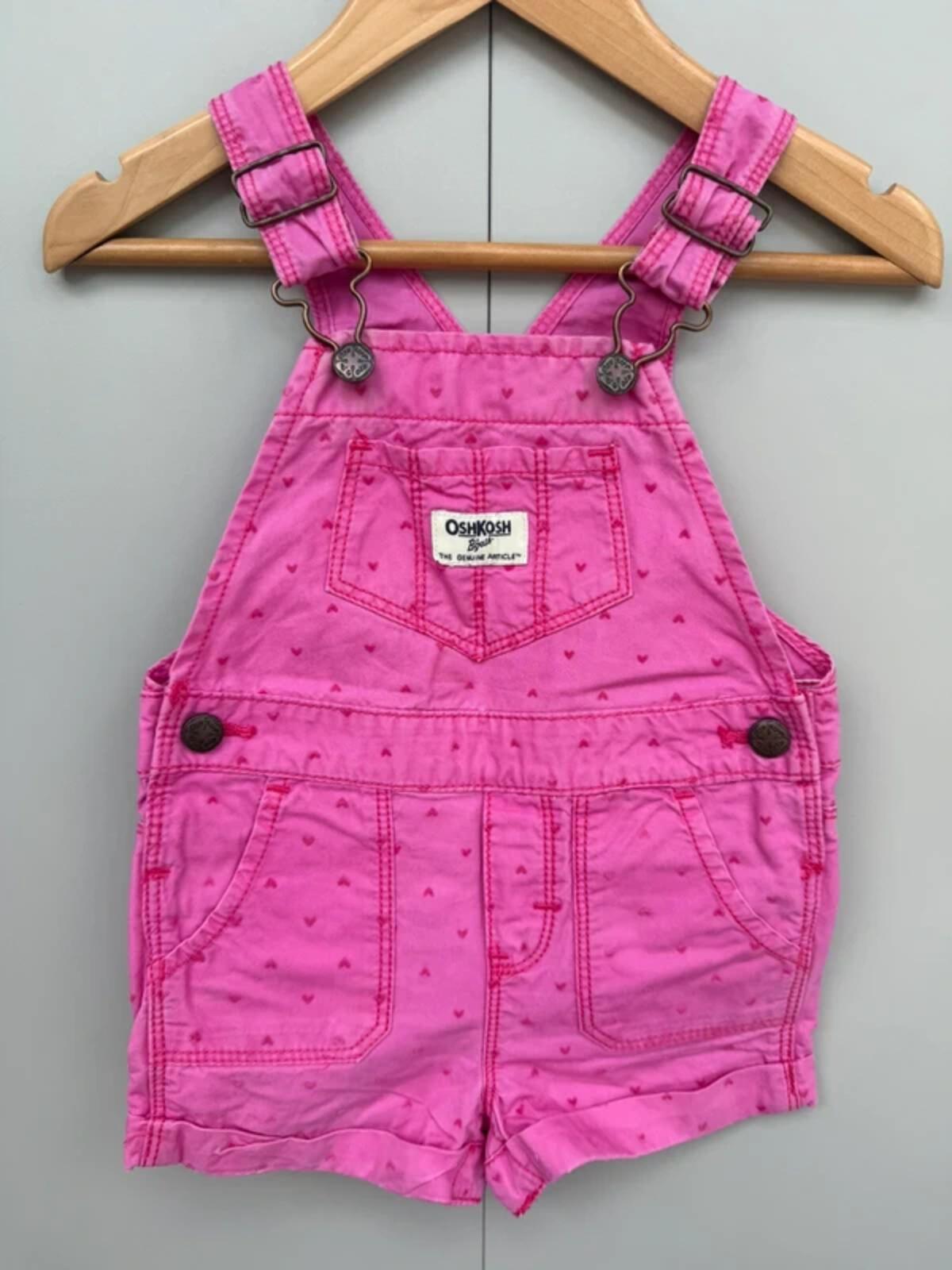 Oshkosh Pink Heart Shortall Dungarees 12M