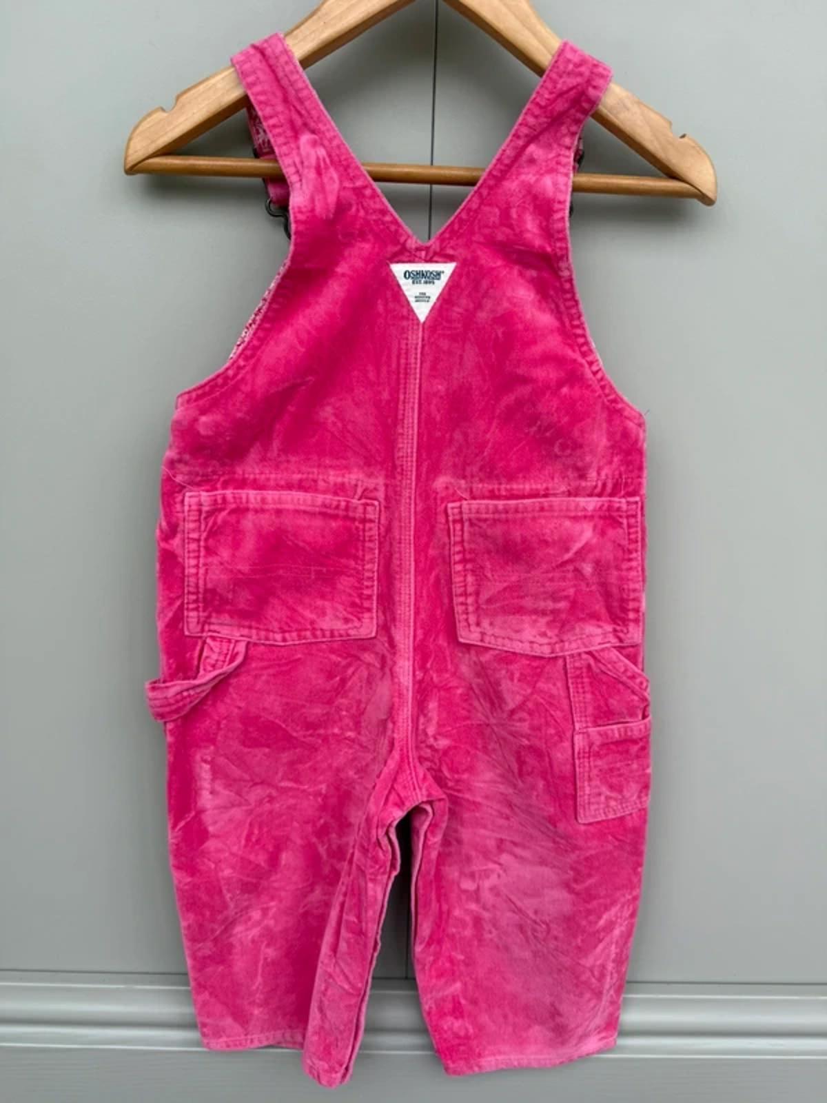 Oshkosh Vintage Pink Velvet Dungarees 18M