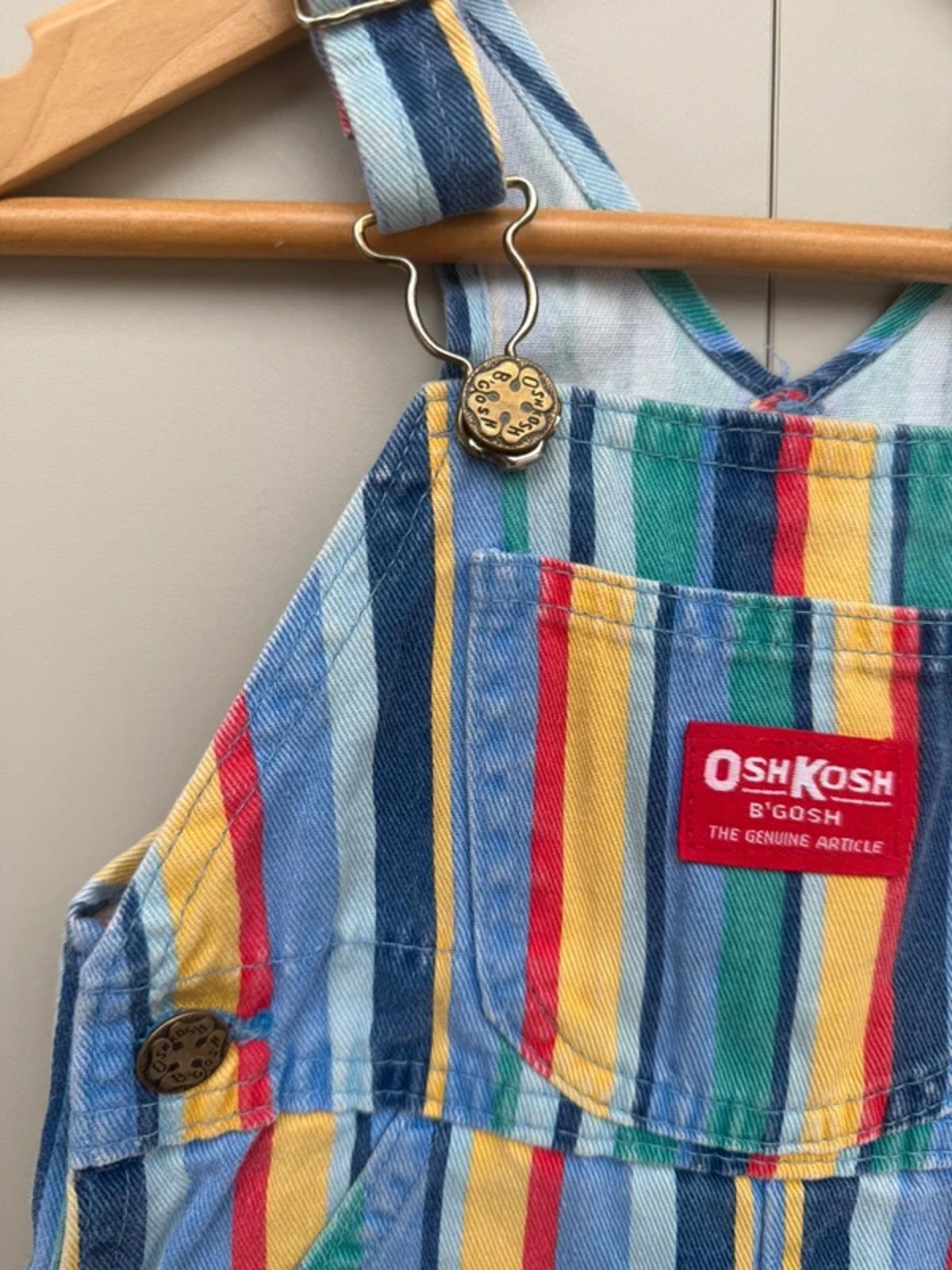 RARE Oshkosh Vintage Striped Coloured Shortall Dungarees 12M