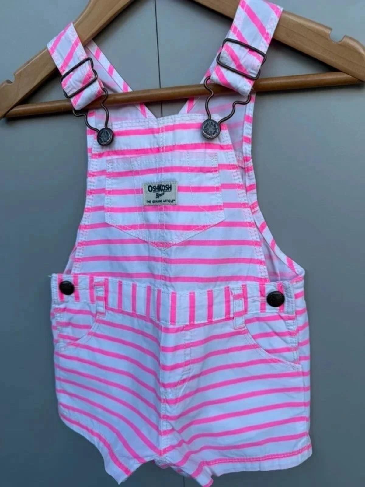 Oshkosh Striped Pink Dungarees 9M