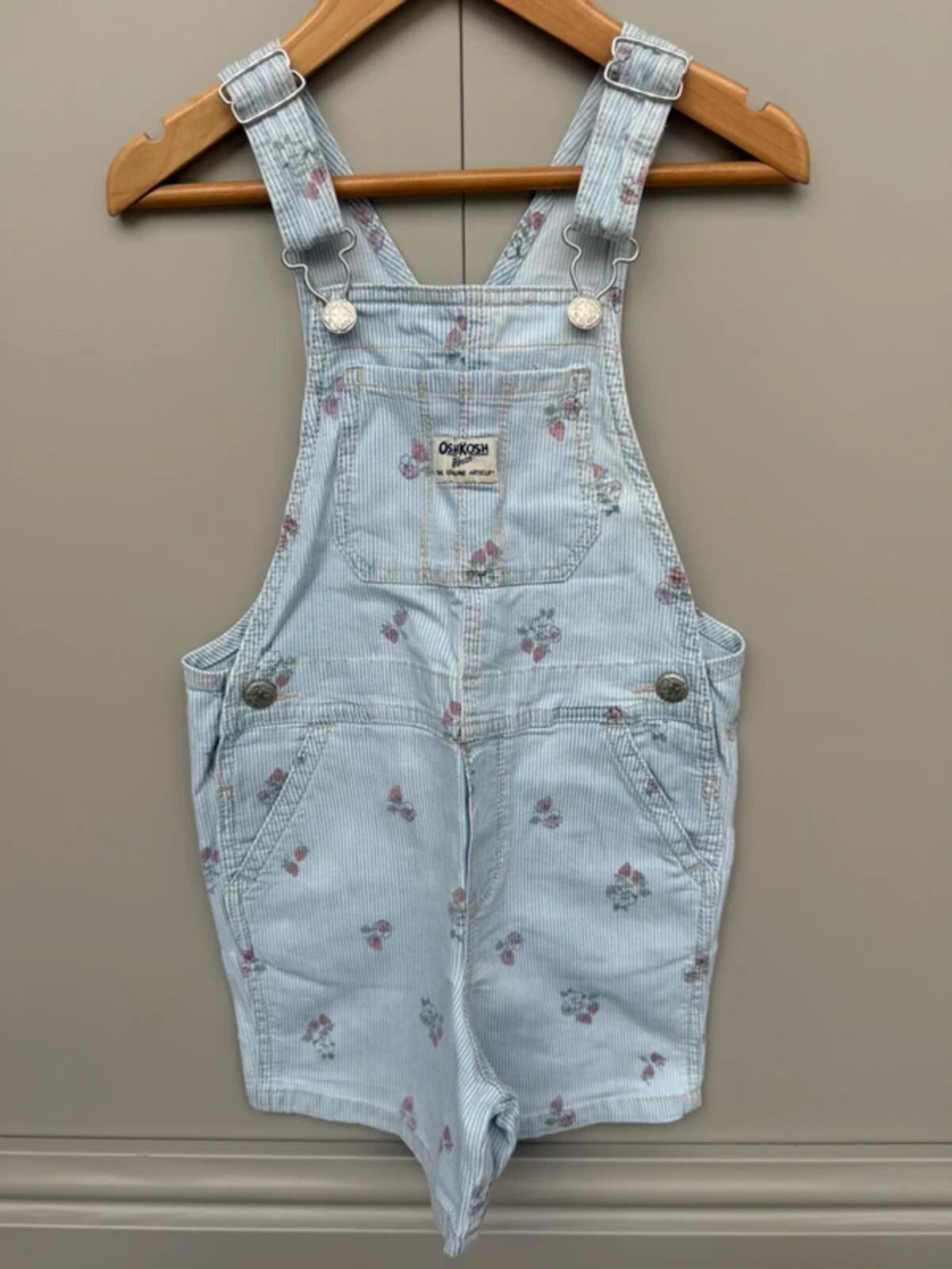 Oshkosh Strawberry Striped Shortall Dungarees 5T