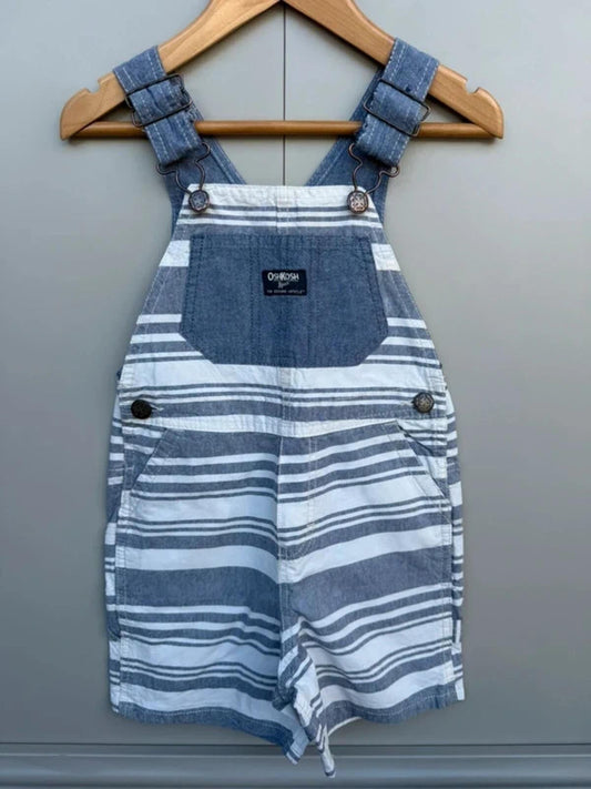Oshkosh Striped Blue Shortall Dungarees 3T