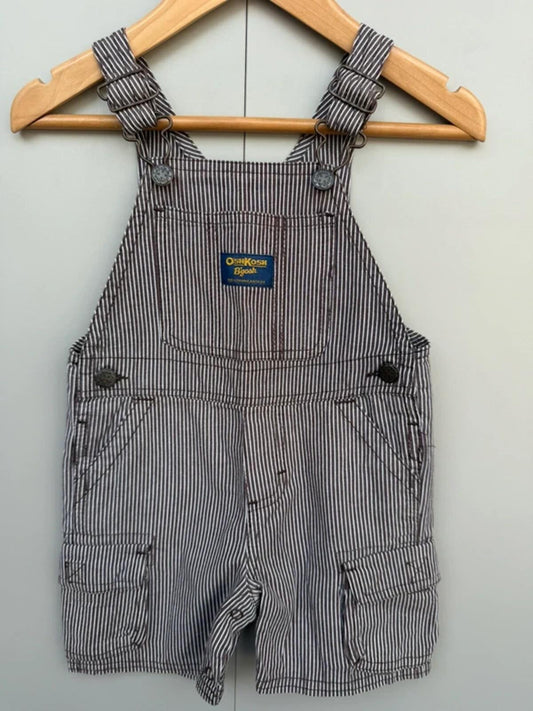 Oshkosh Brown Striped Shortall Dungarees 18M