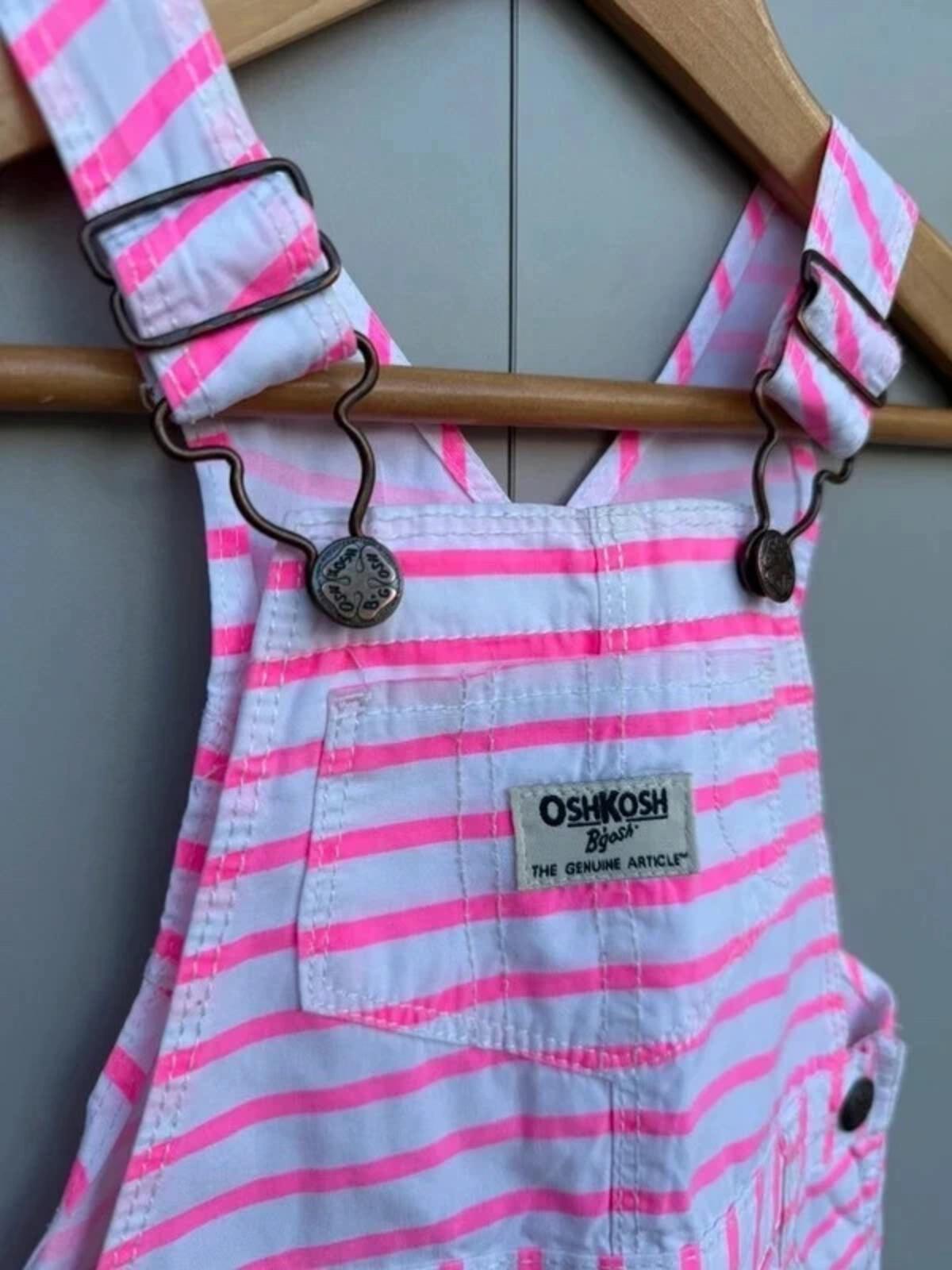 Oshkosh Striped Pink Dungarees 9M
