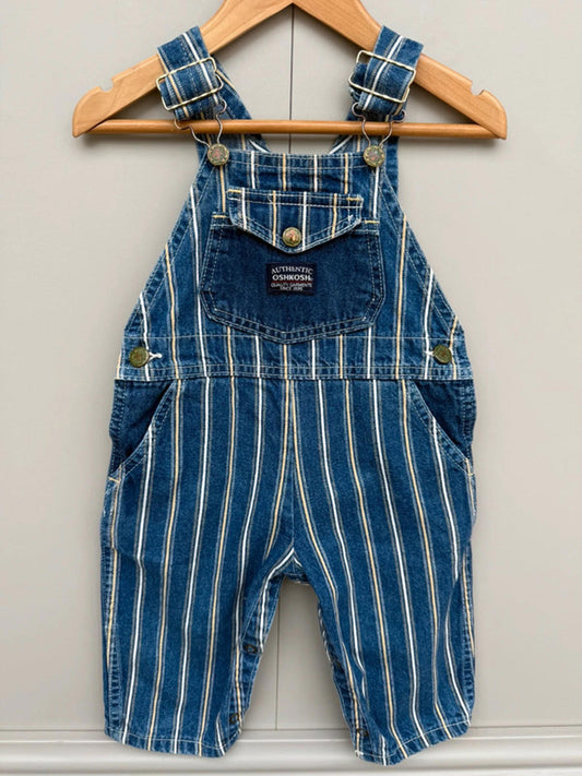 RARE Oshkosh Vintage Navy Striped Dungarees 12M