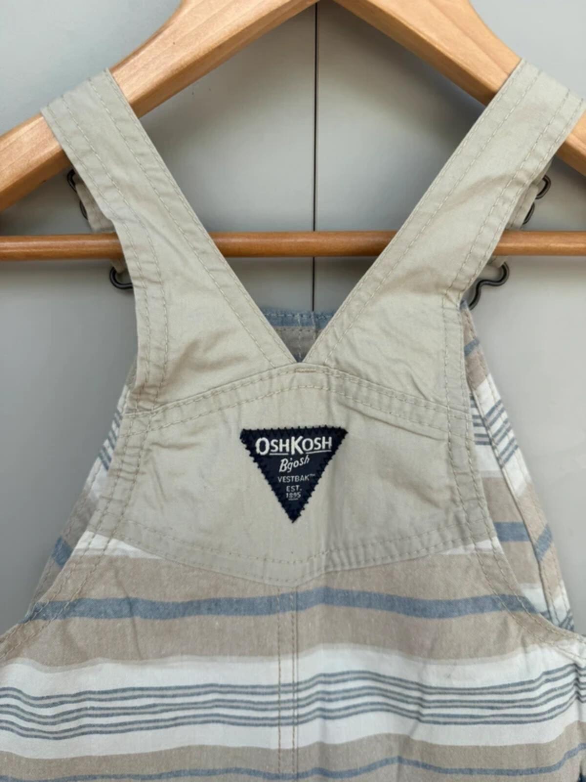 Oshkosh Beige Stripe Shortall Dungarees 18M