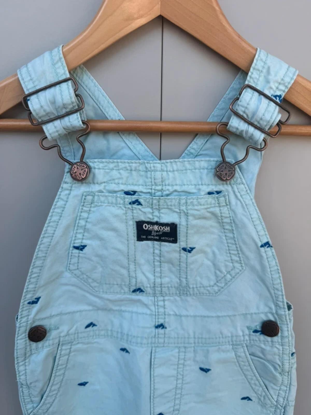 Oshkosh Whale Light Blue Shortalls 2T
