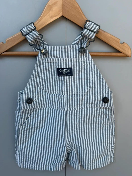 Oshkosh Hickory Striped Grey Dungarees 3M