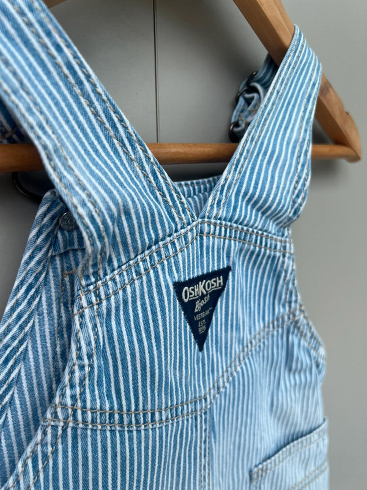 Oshkosh Hickory Shortall Dungarees 12M