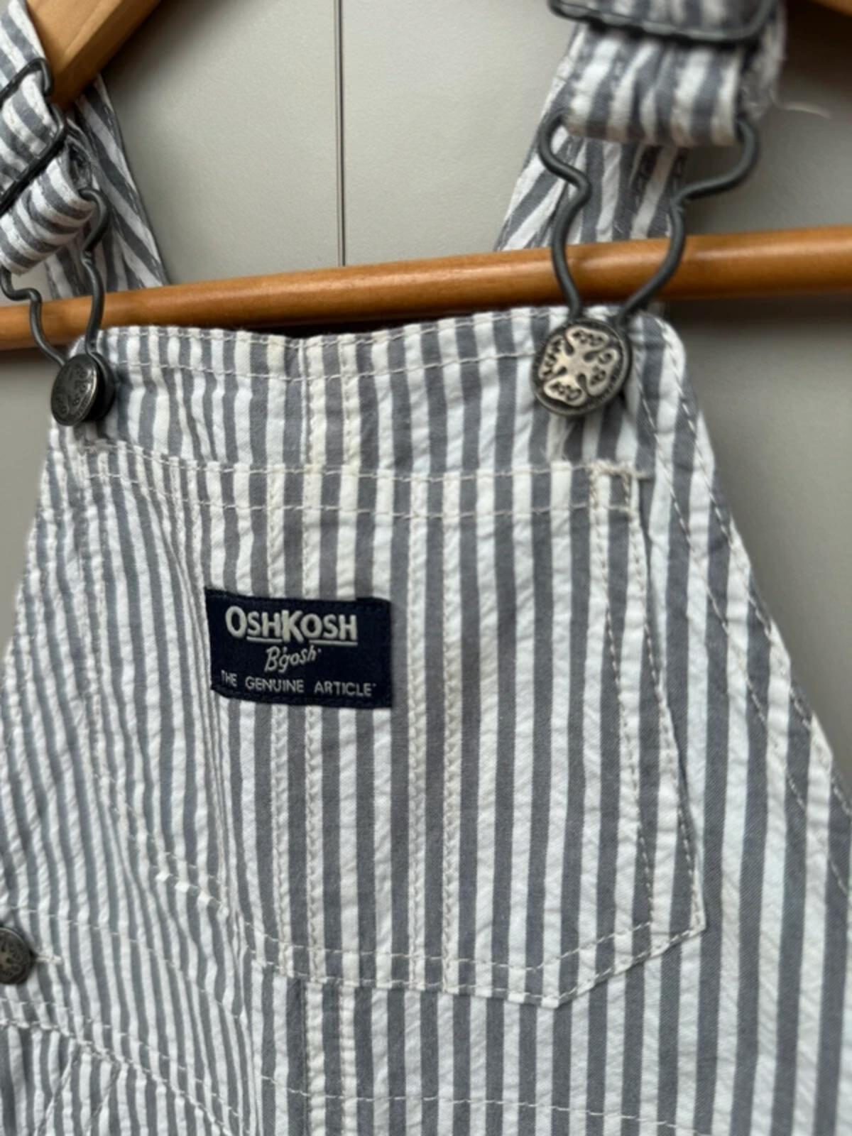 Oshkosh Grey Striped Shortalls 12M