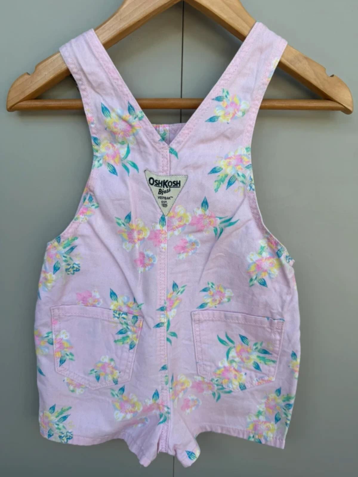Oshkosh Floral Pink Shortall Dungarees 18M