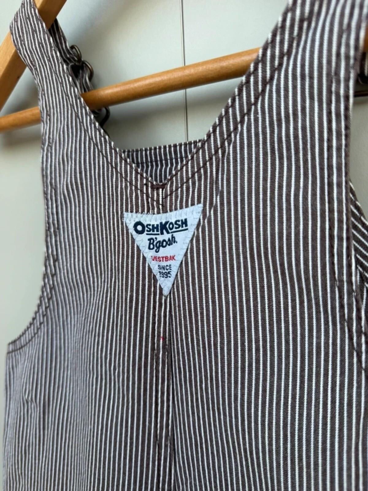 Oshkosh Brown Striped Shortall Dungarees 18M