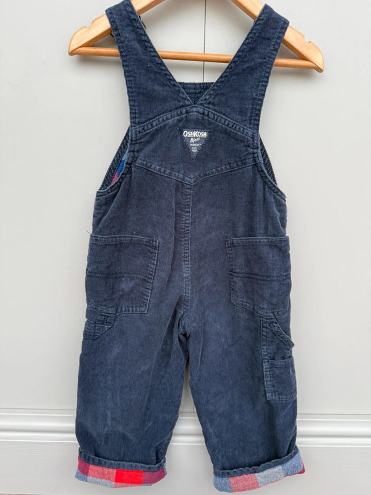 Oshkosh Navy Check Corduroy Dungarees 2T