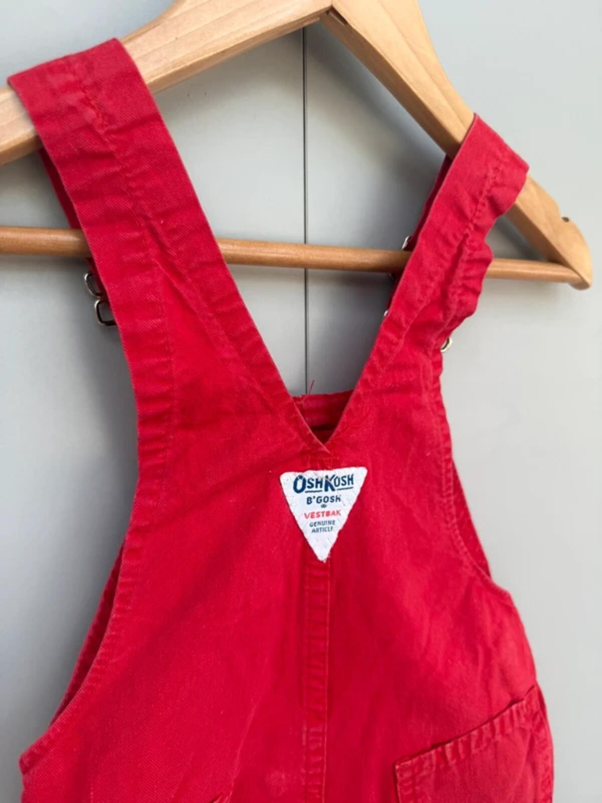 Oshkosh 80s Vintage Red Shortall Dungarees 3T