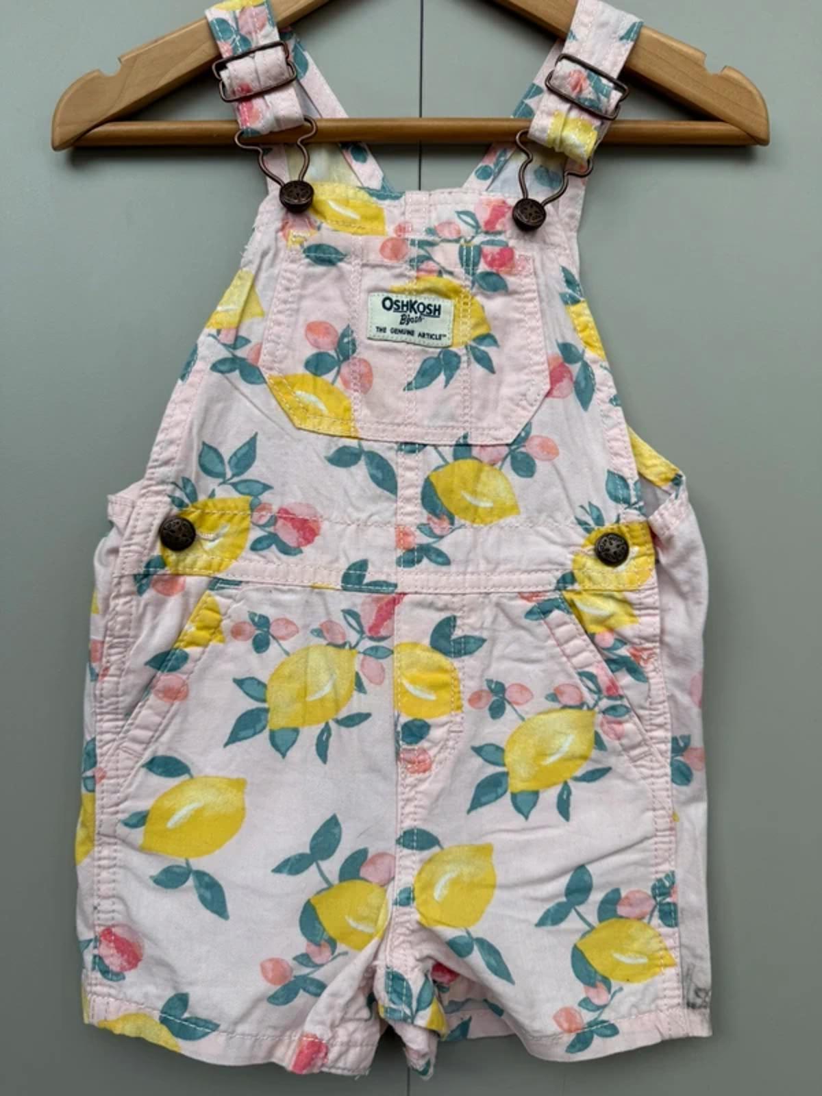 Oshkosh Pink Lemon Shortall Dungarees 18M