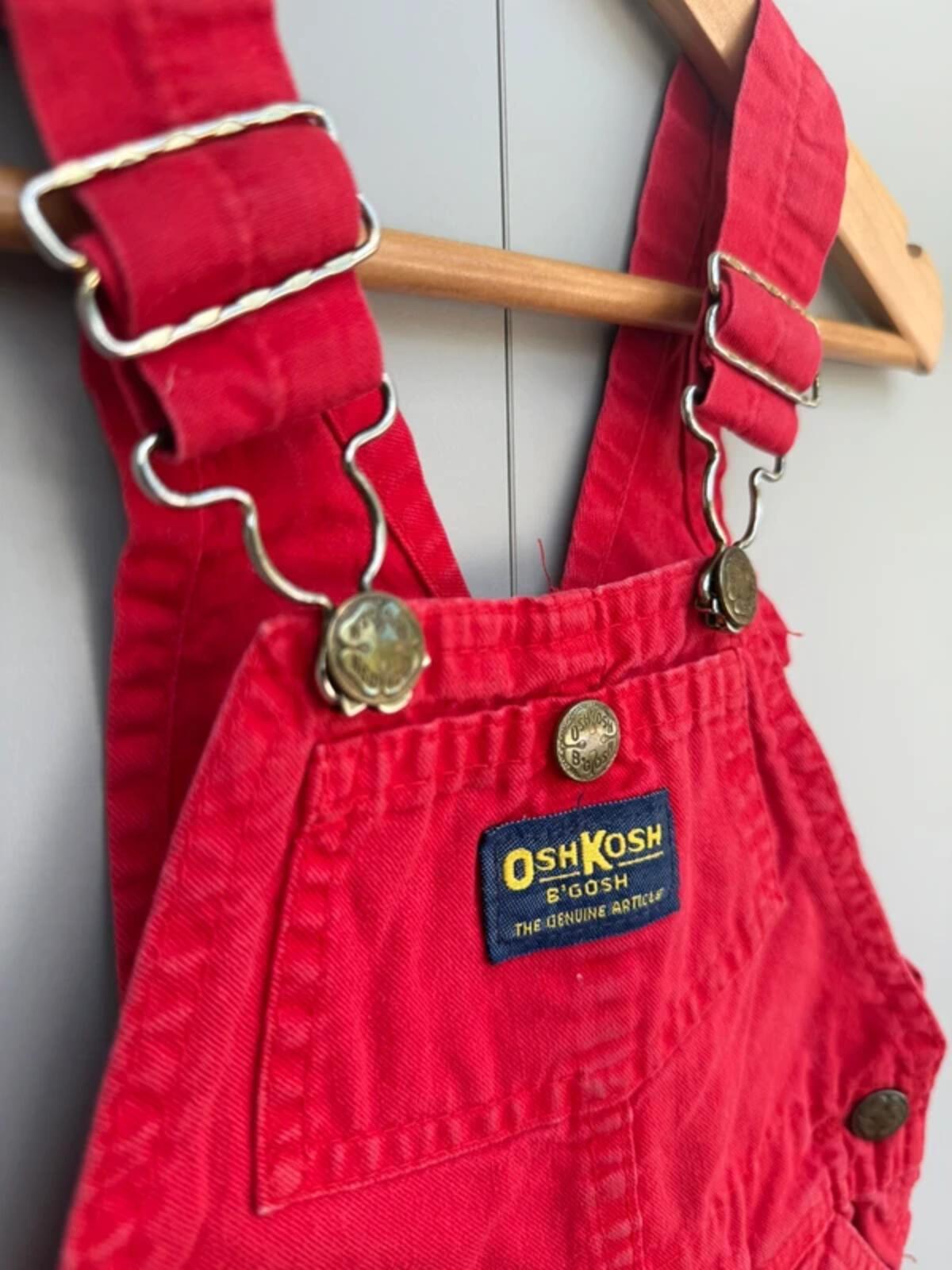 Oshkosh 80s Vintage Red Shortall Dungarees 3T