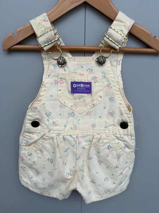 RARE Oshkosh Vintage Floral Buttermilk Shortalls 6/9M