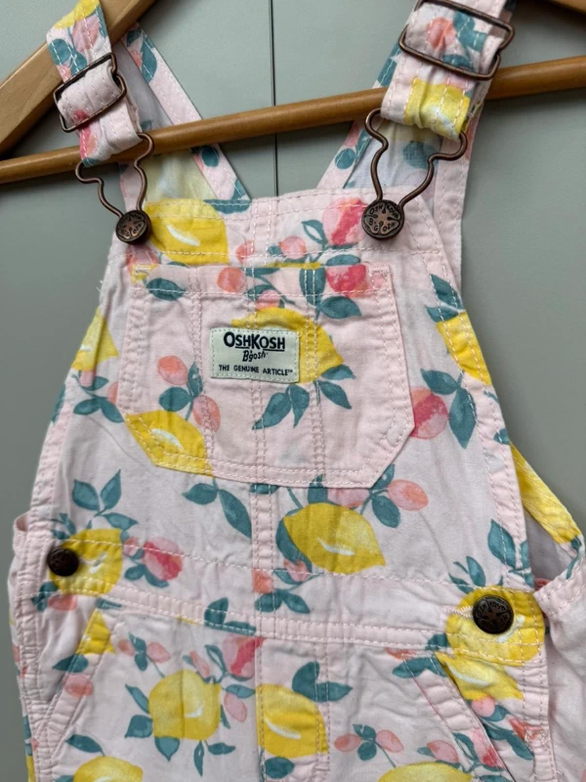 Oshkosh Pink Lemon Shortall Dungarees 18M