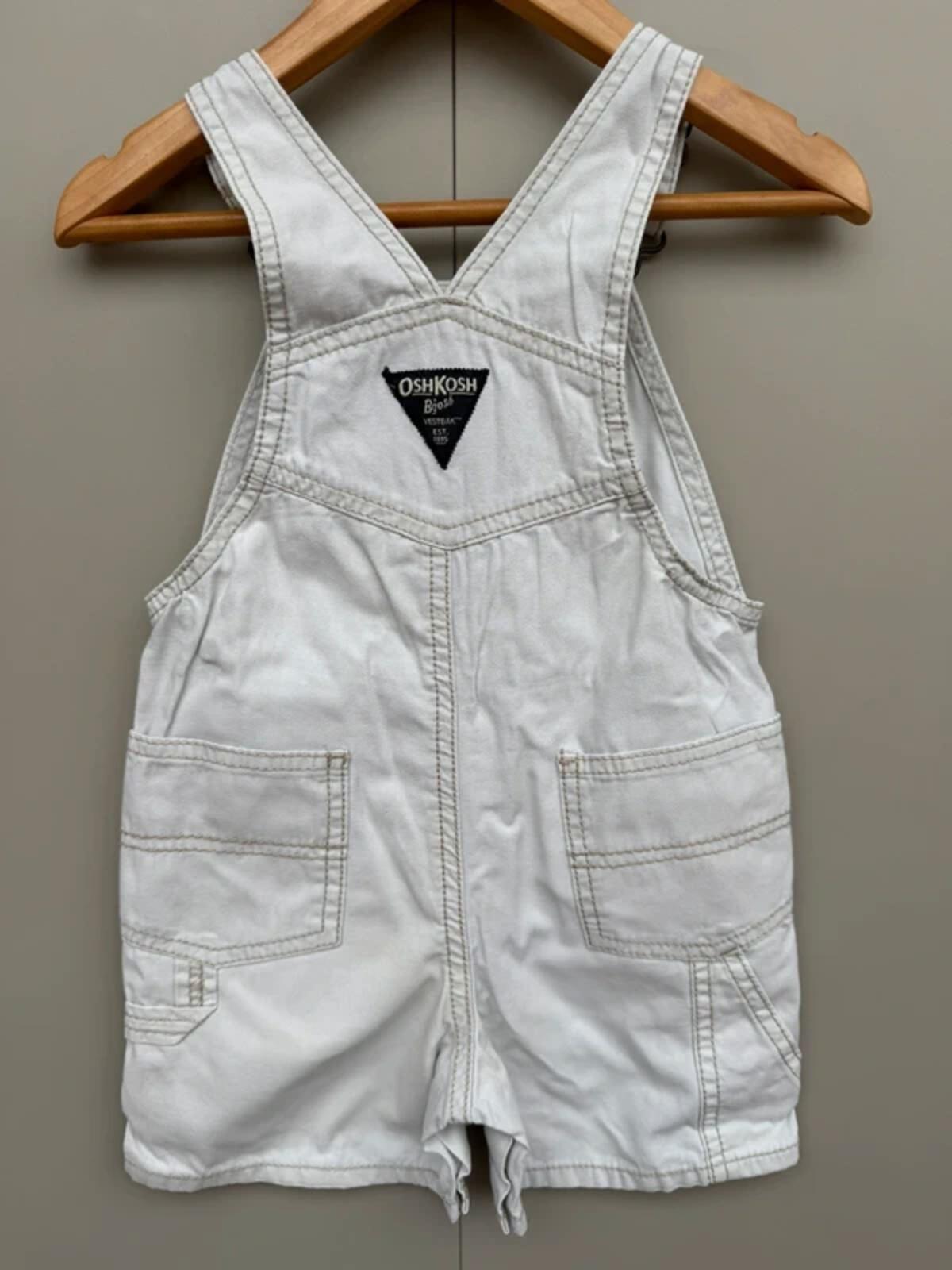 Oshkosh Cream Cotton Shortall Dungarees 24M
