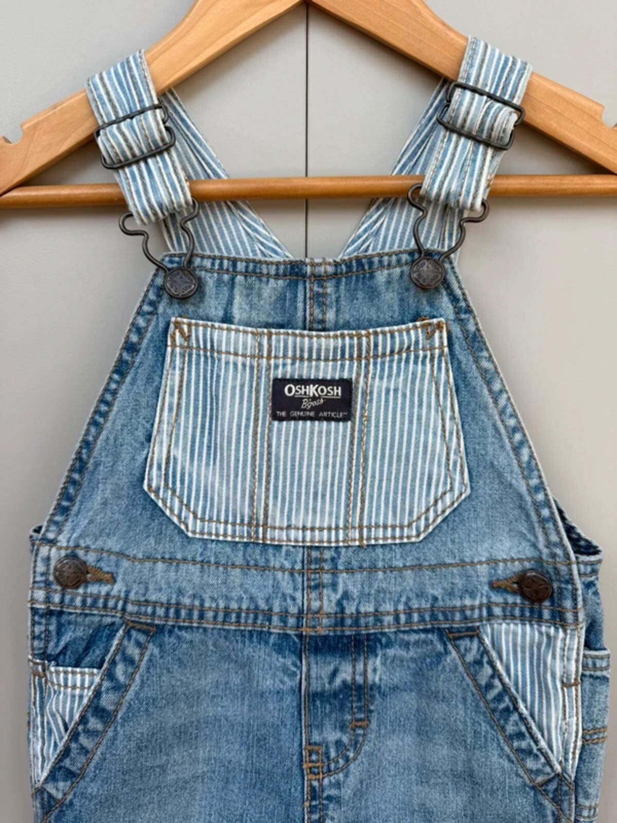 Oshkosh Denim Striped Shortall Dungarees 18M