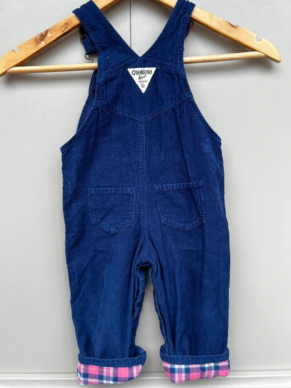 Oshkosh Purple Check Corduroy Dungarees 18M