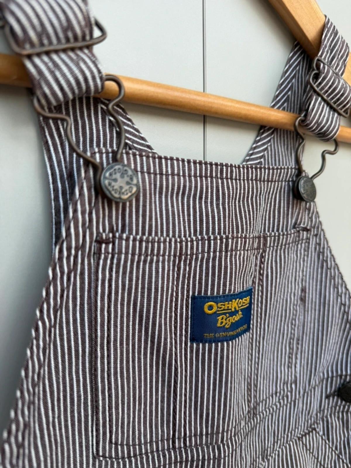 Oshkosh Brown Striped Shortall Dungarees 18M