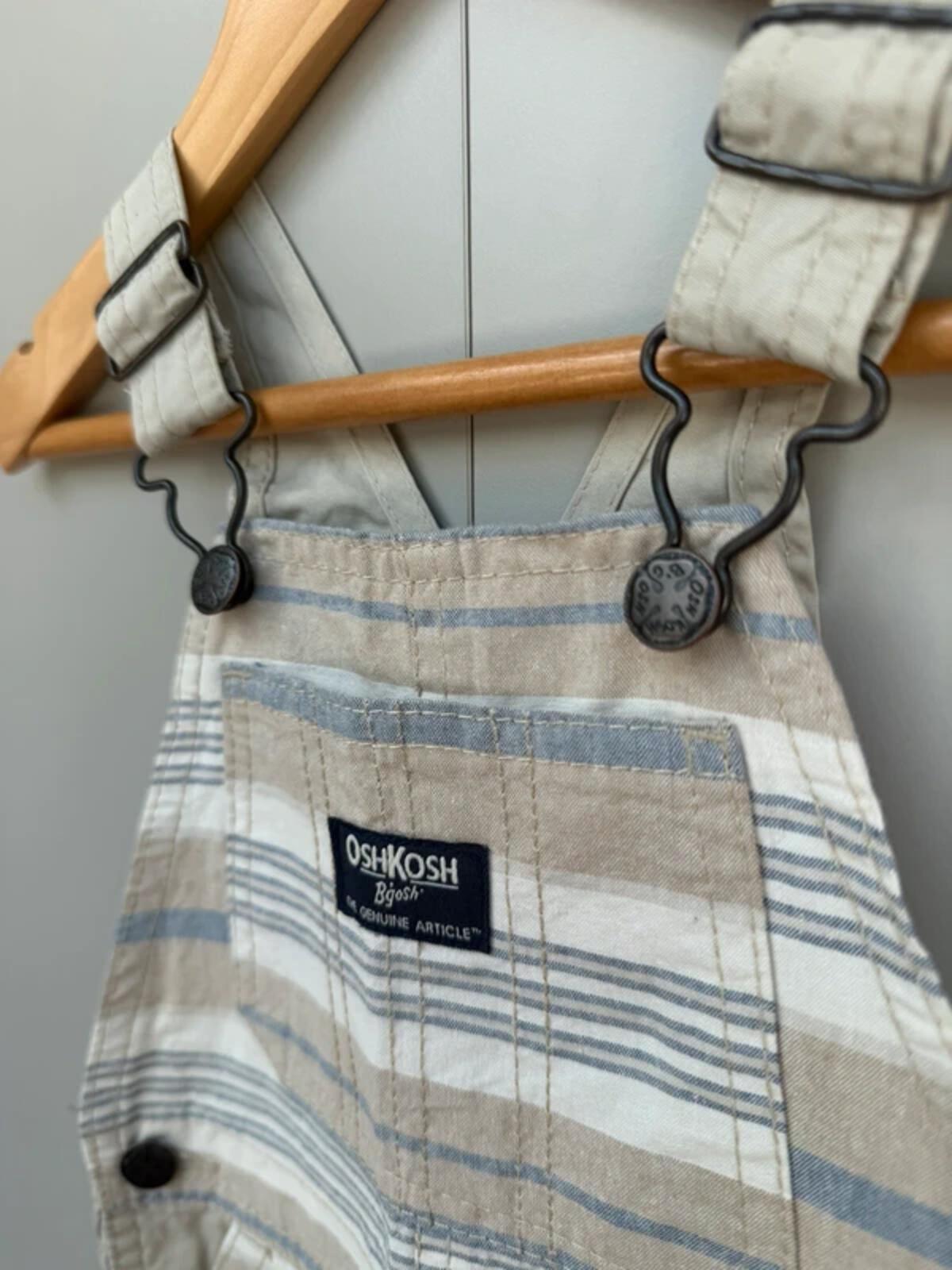Oshkosh Beige Stripe Shortall Dungarees 18M