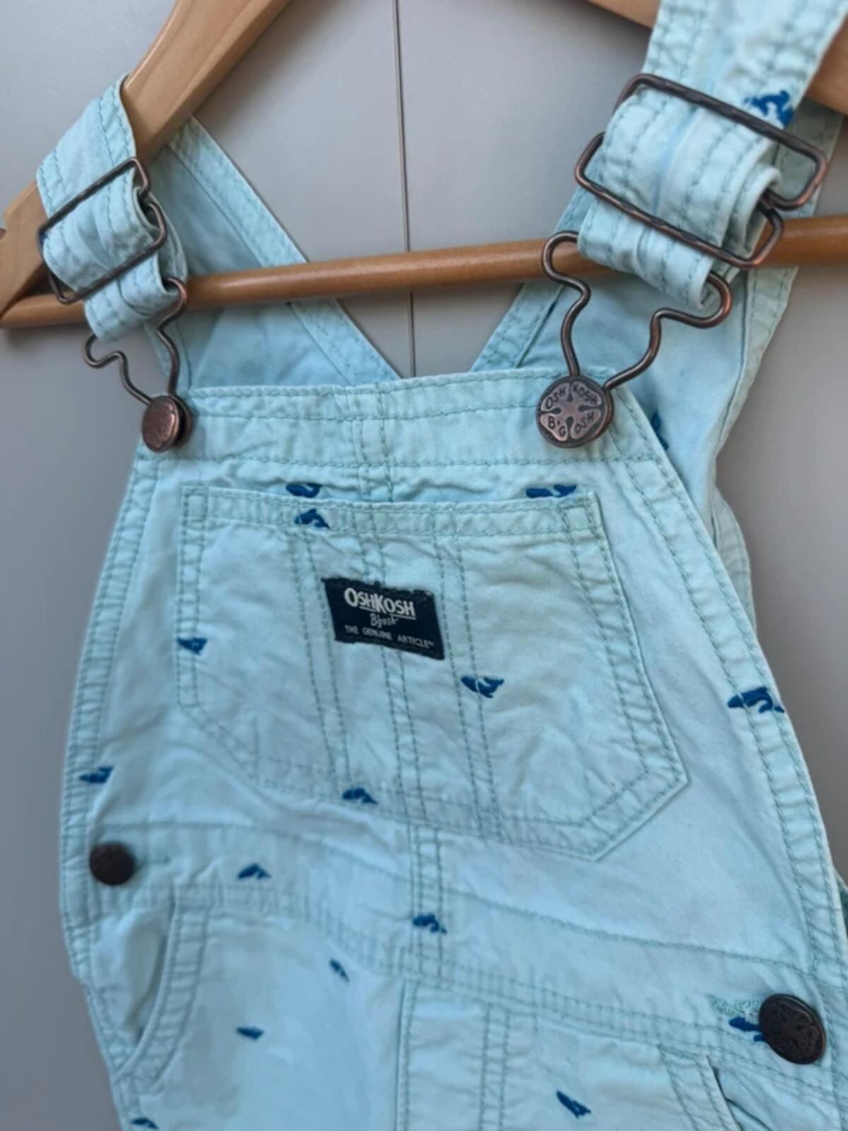Oshkosh Whale Light Blue Shortalls 2T