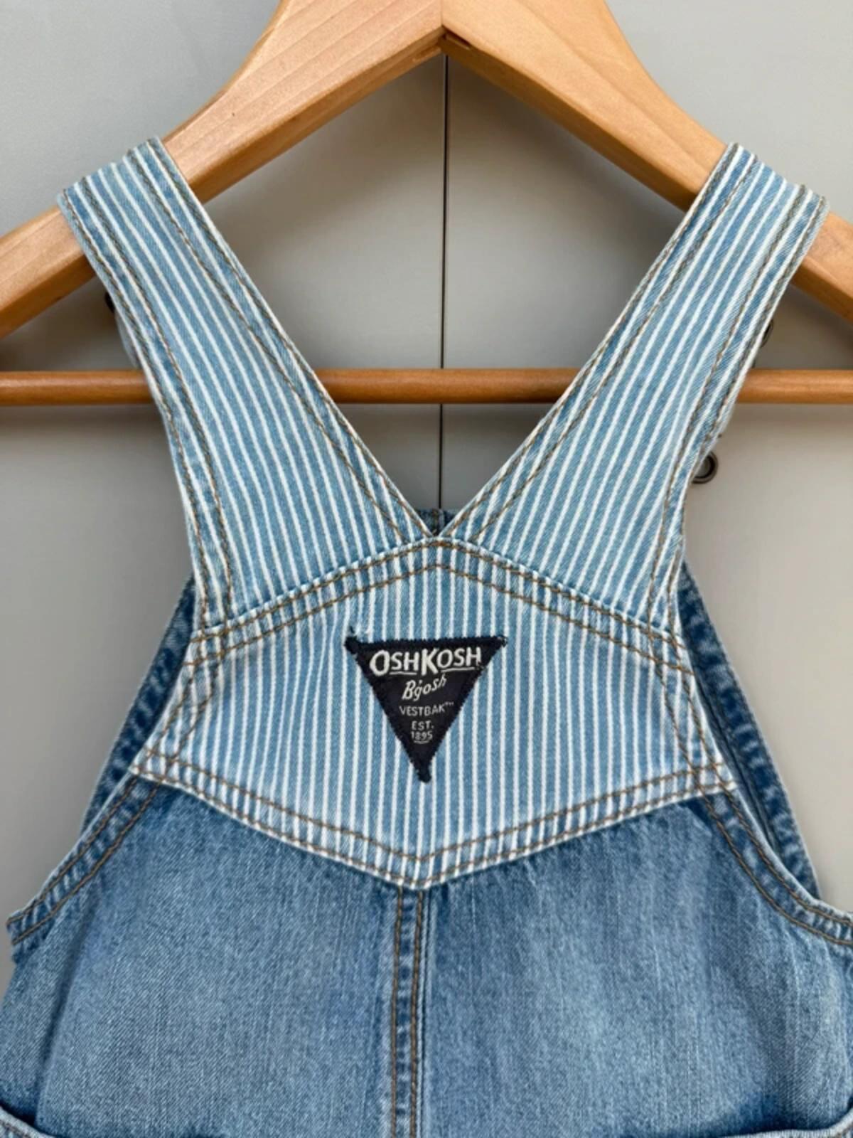 Oshkosh Denim Striped Shortall Dungarees 18M