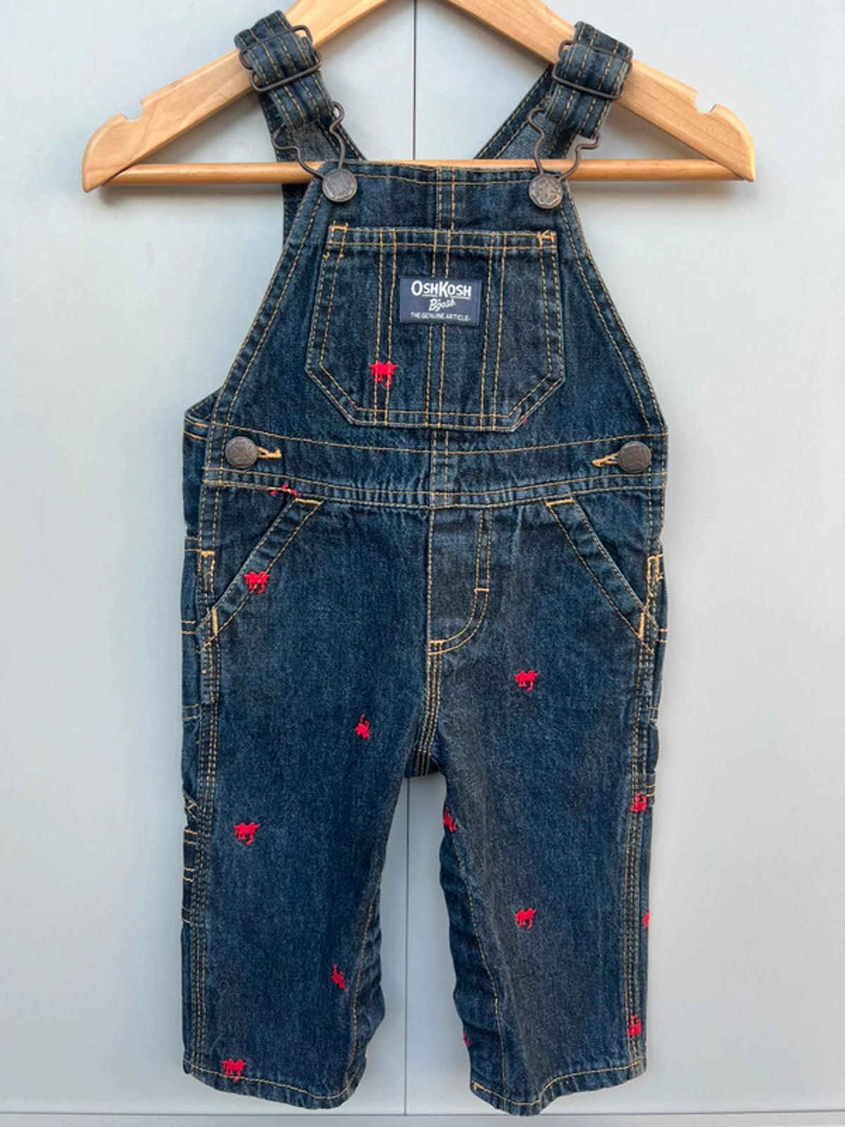 Oshkosh Denim Train Dungarees 9M