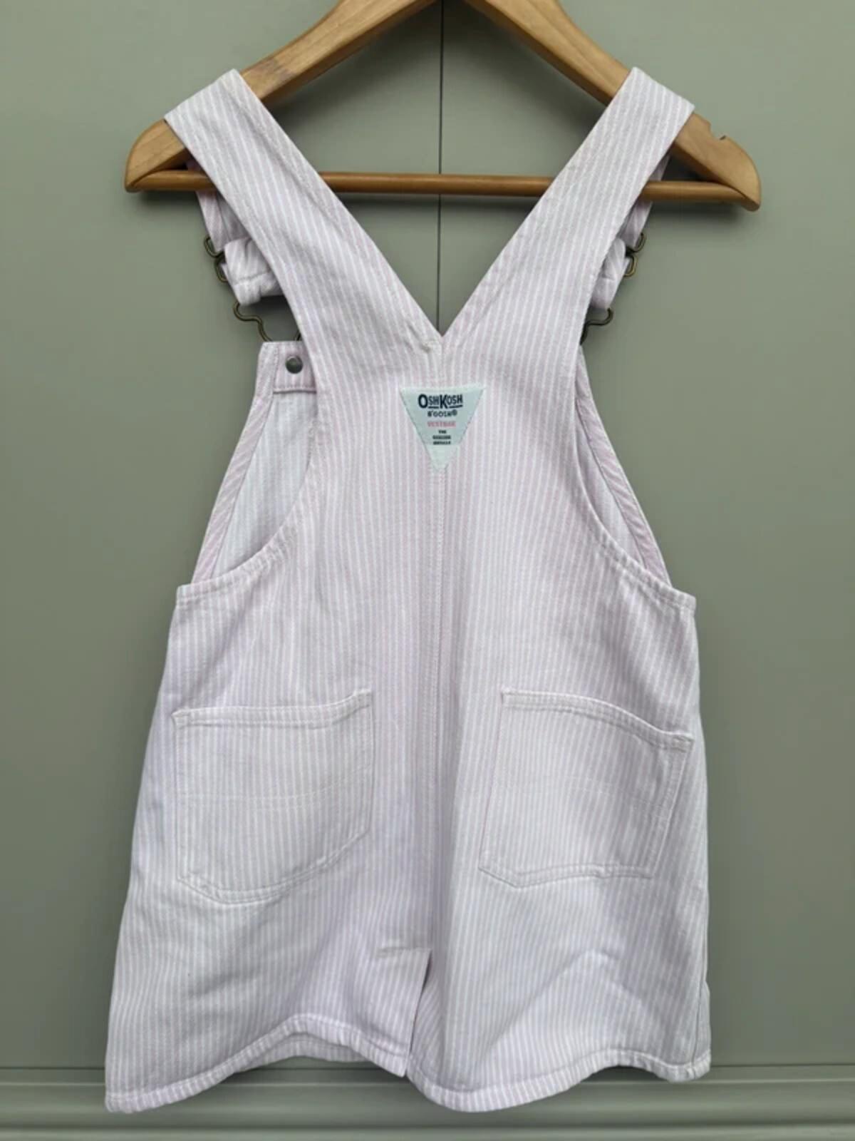 Oshkosh Vintage Rose Pink Hickory Dungaree Dress 6Y