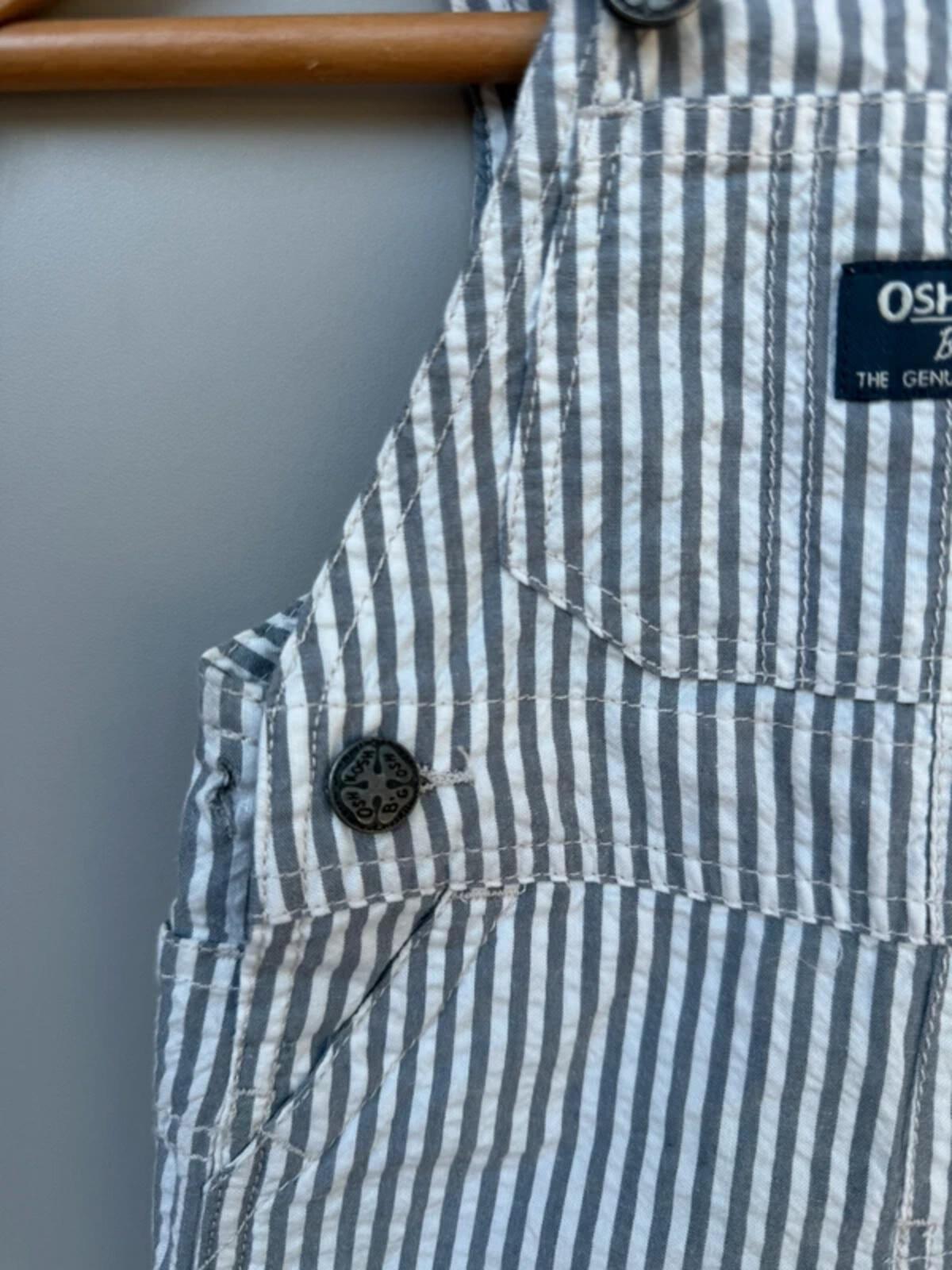 Oshkosh Hickory Striped Grey Dungarees 3M