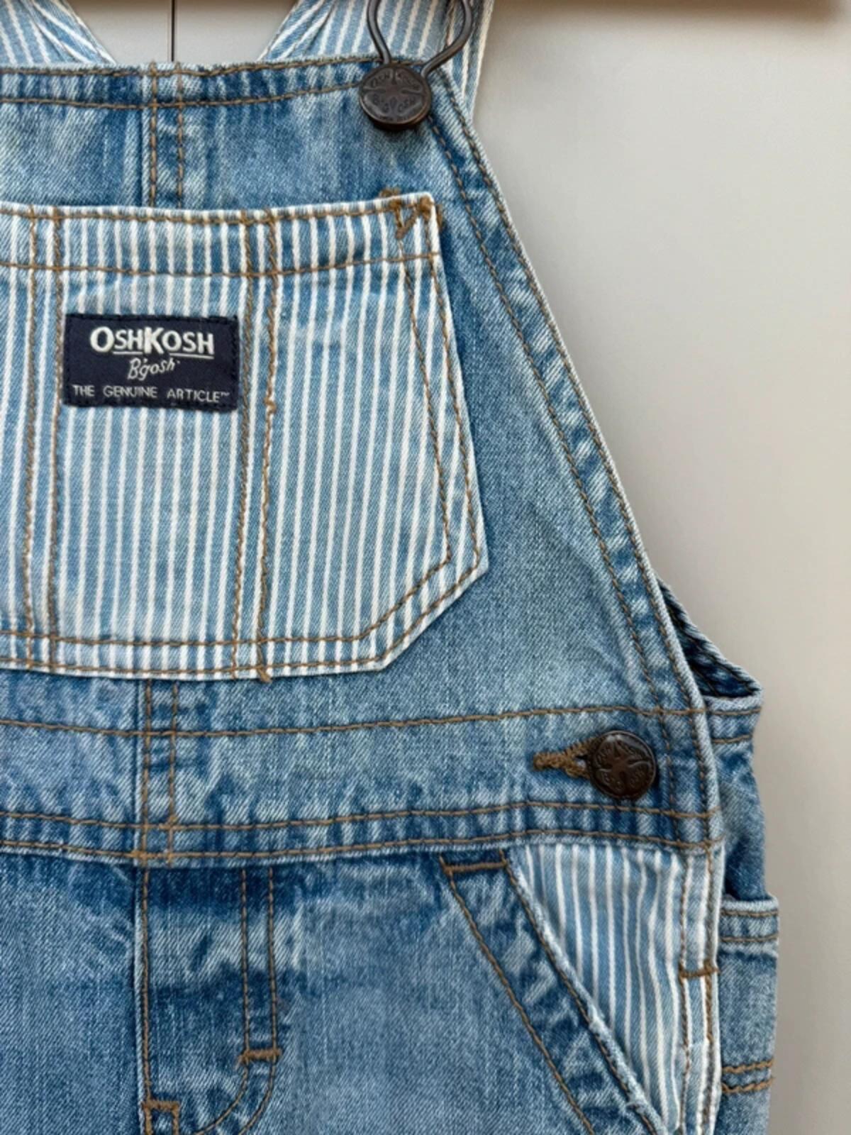 Oshkosh Denim Striped Shortall Dungarees 18M
