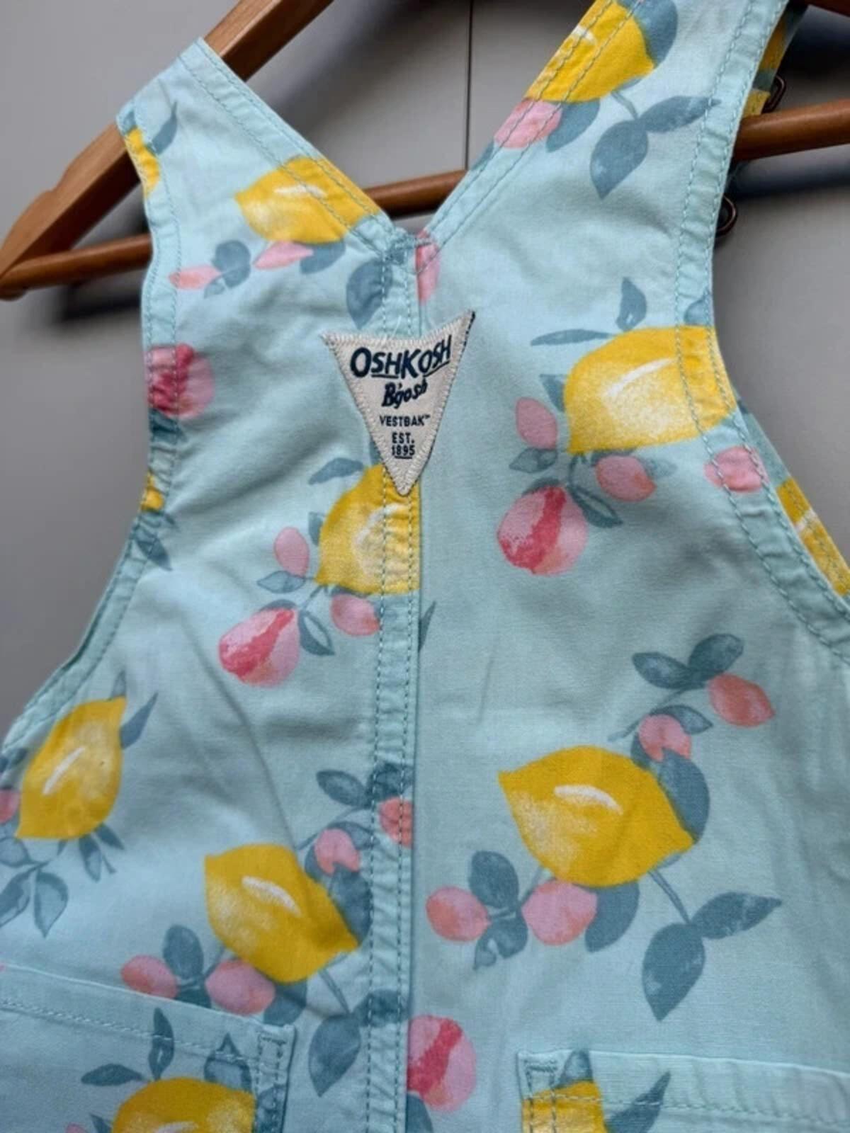 Oshkosh Lemon Blue Shortall Dungarees 12M