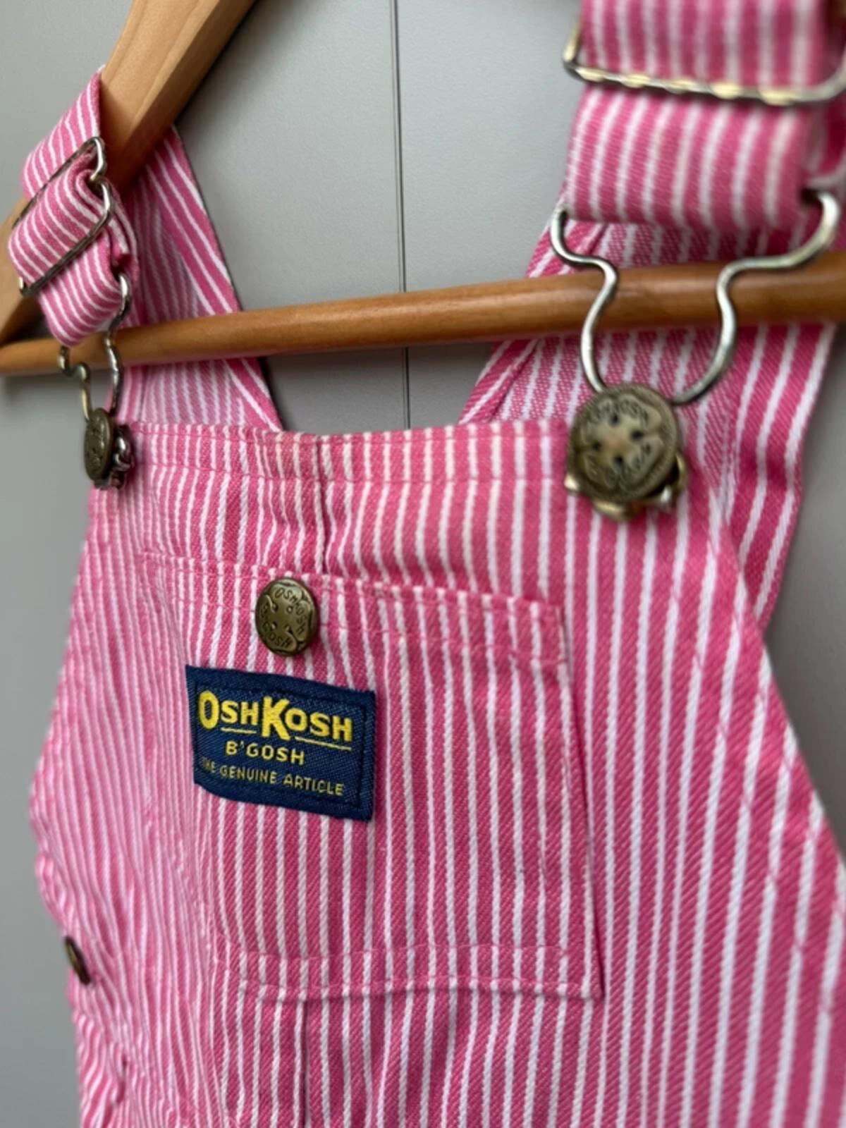 Oshkosh Vintage 80s USA Hickory Pink Shortall Dungarees 3T