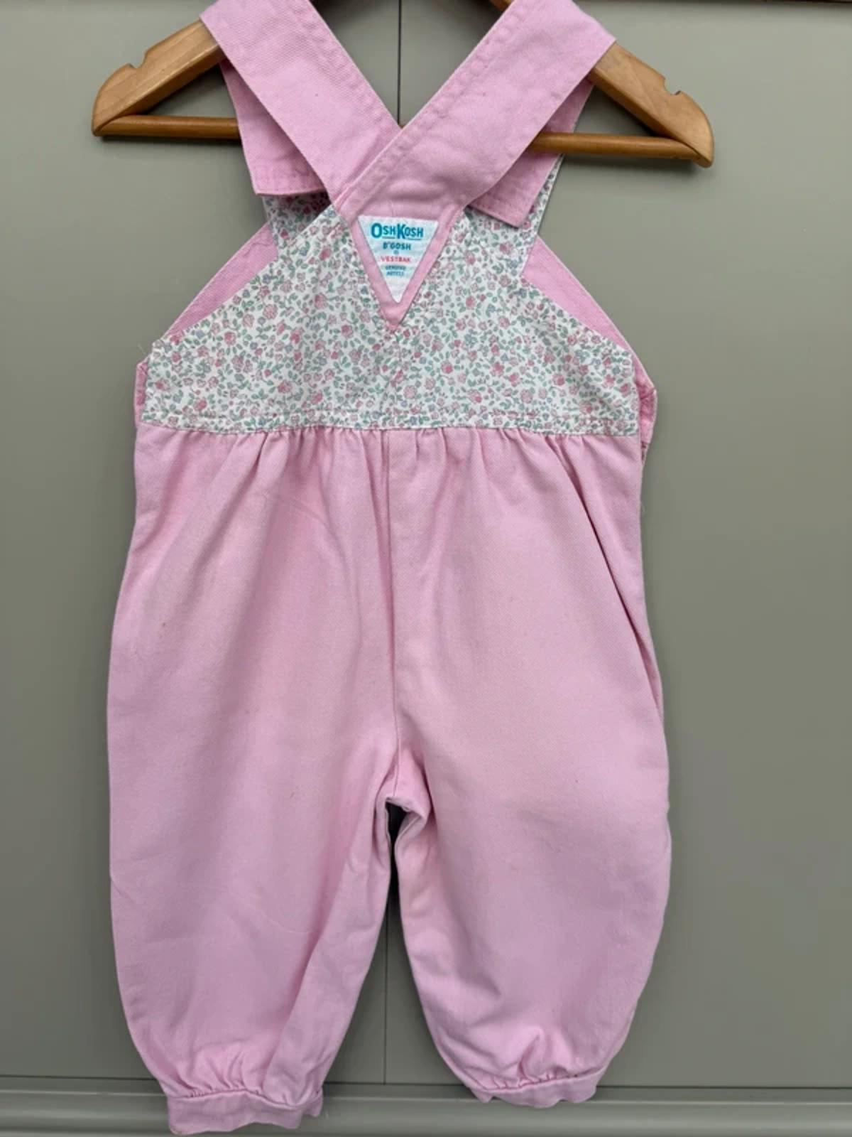 Oshkosh Vintage Floral Pink Bubble Dungarees 3T