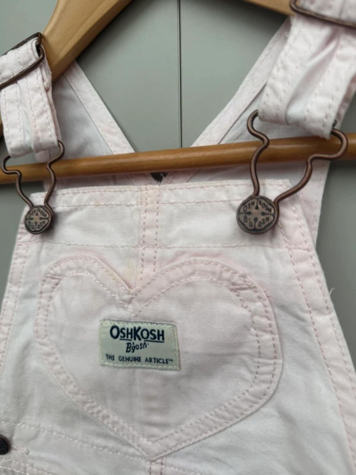 Oshkosh Rose Pink Heart Shortalls 12M