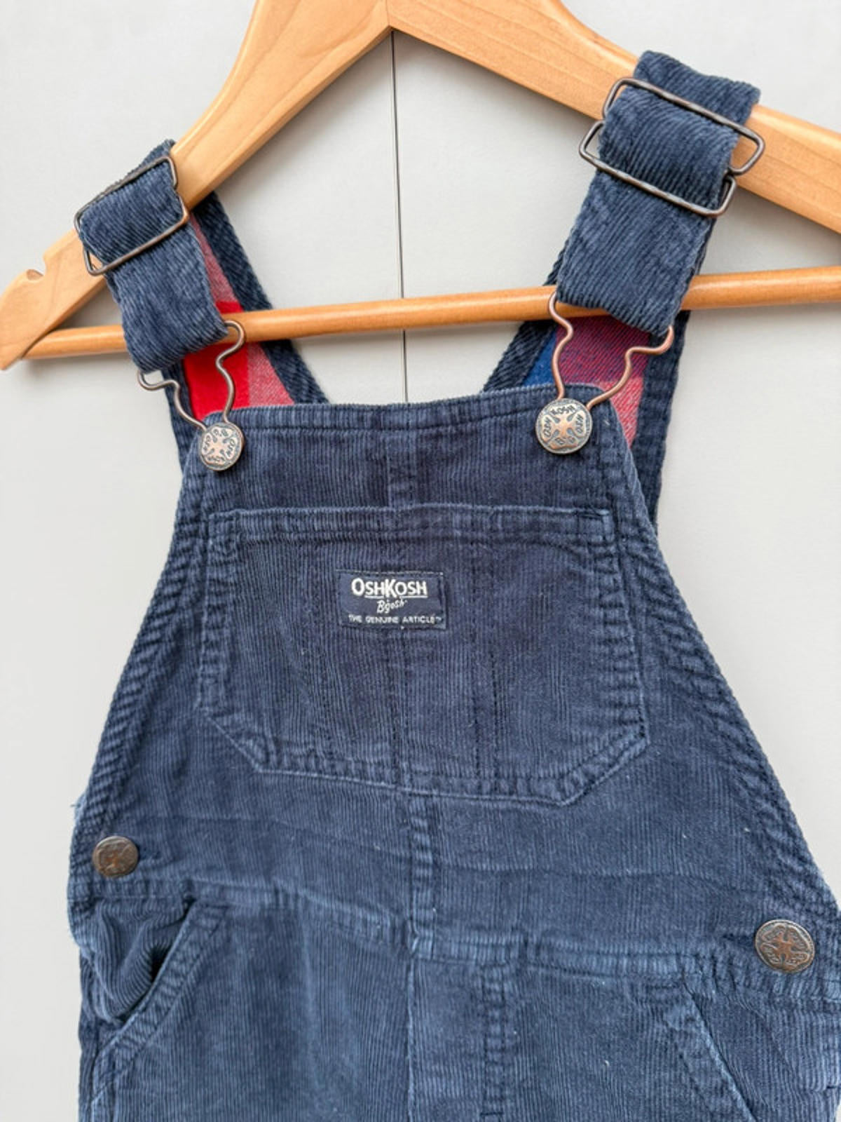 Oshkosh Navy Check Corduroy Dungarees 2T