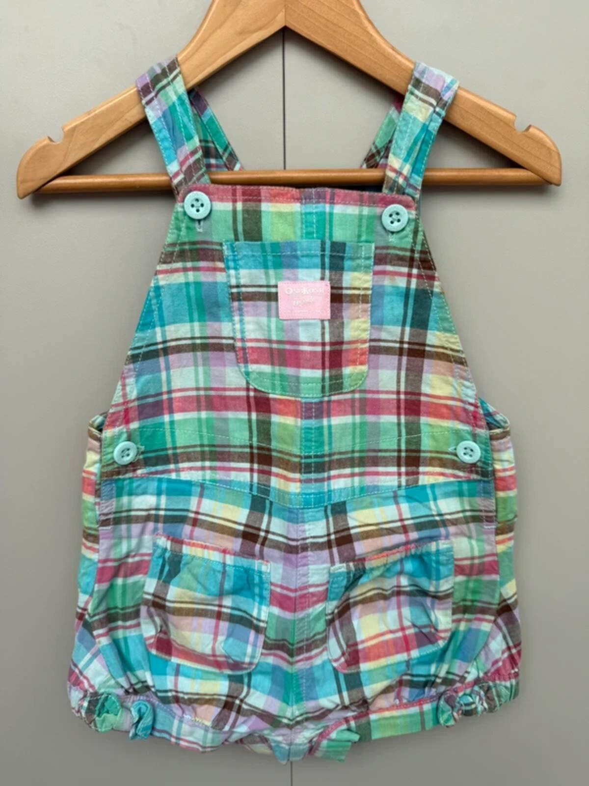 Oshkosh Vintage Check Shortall Dungarees 24M