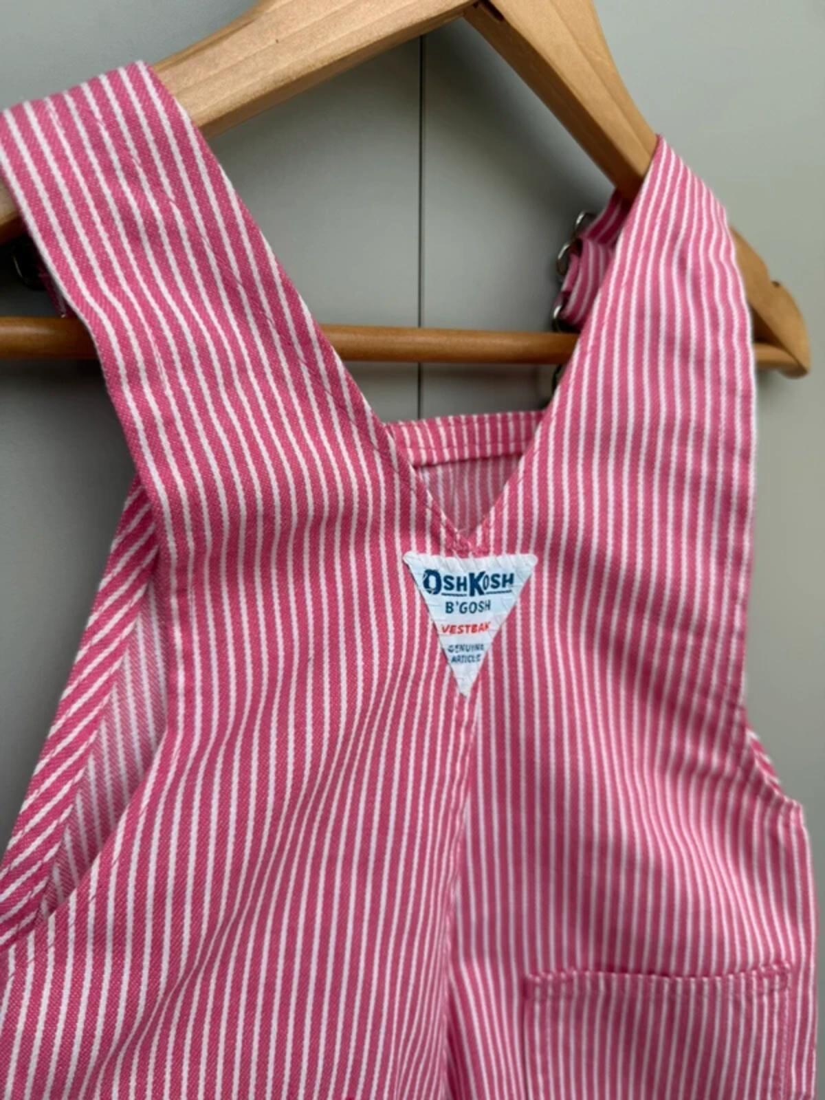 Oshkosh Vintage 80s USA Hickory Pink Shortall Dungarees 3T