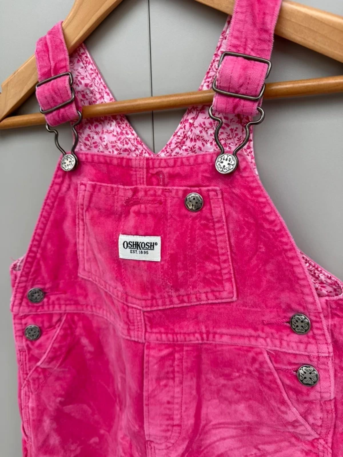 Oshkosh Vintage Pink Velvet Dungarees 18M