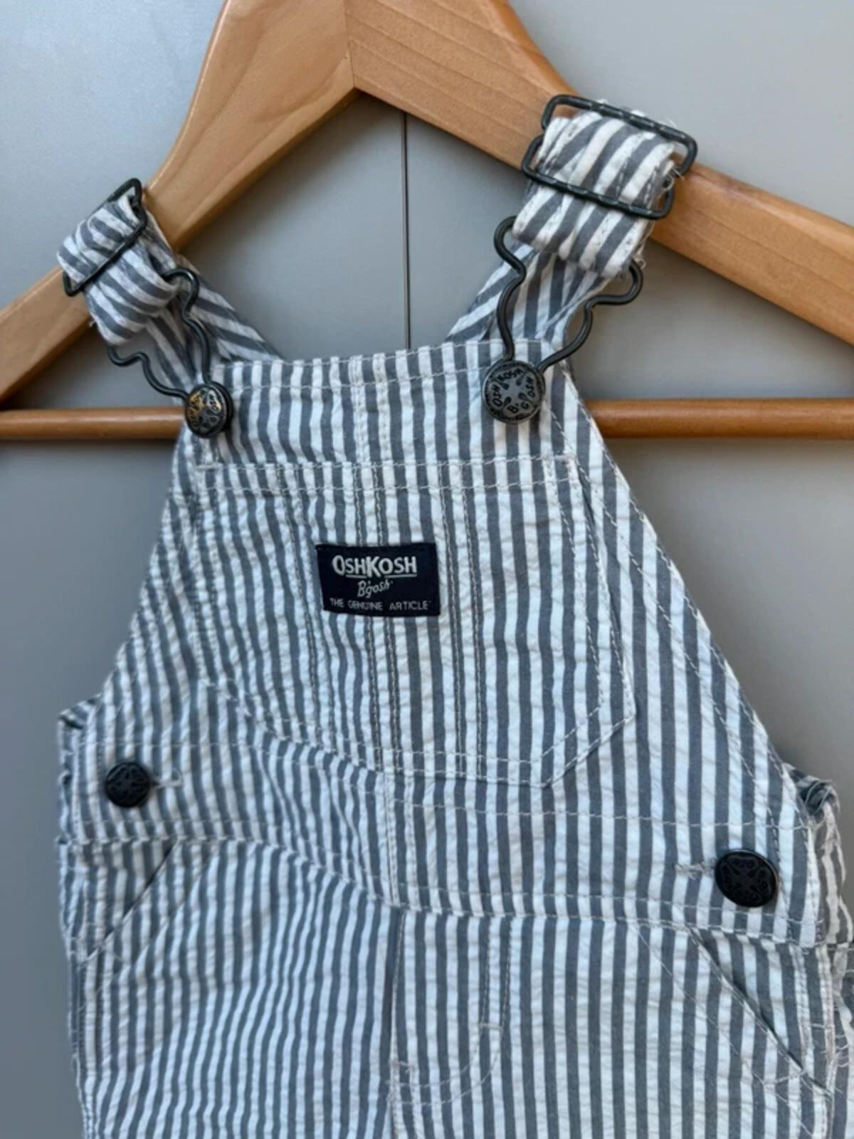 Oshkosh Hickory Striped Grey Dungarees 3M