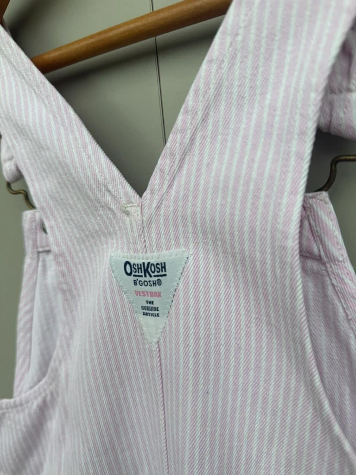 Oshkosh Vintage Rose Pink Hickory Dungaree Dress 6Y