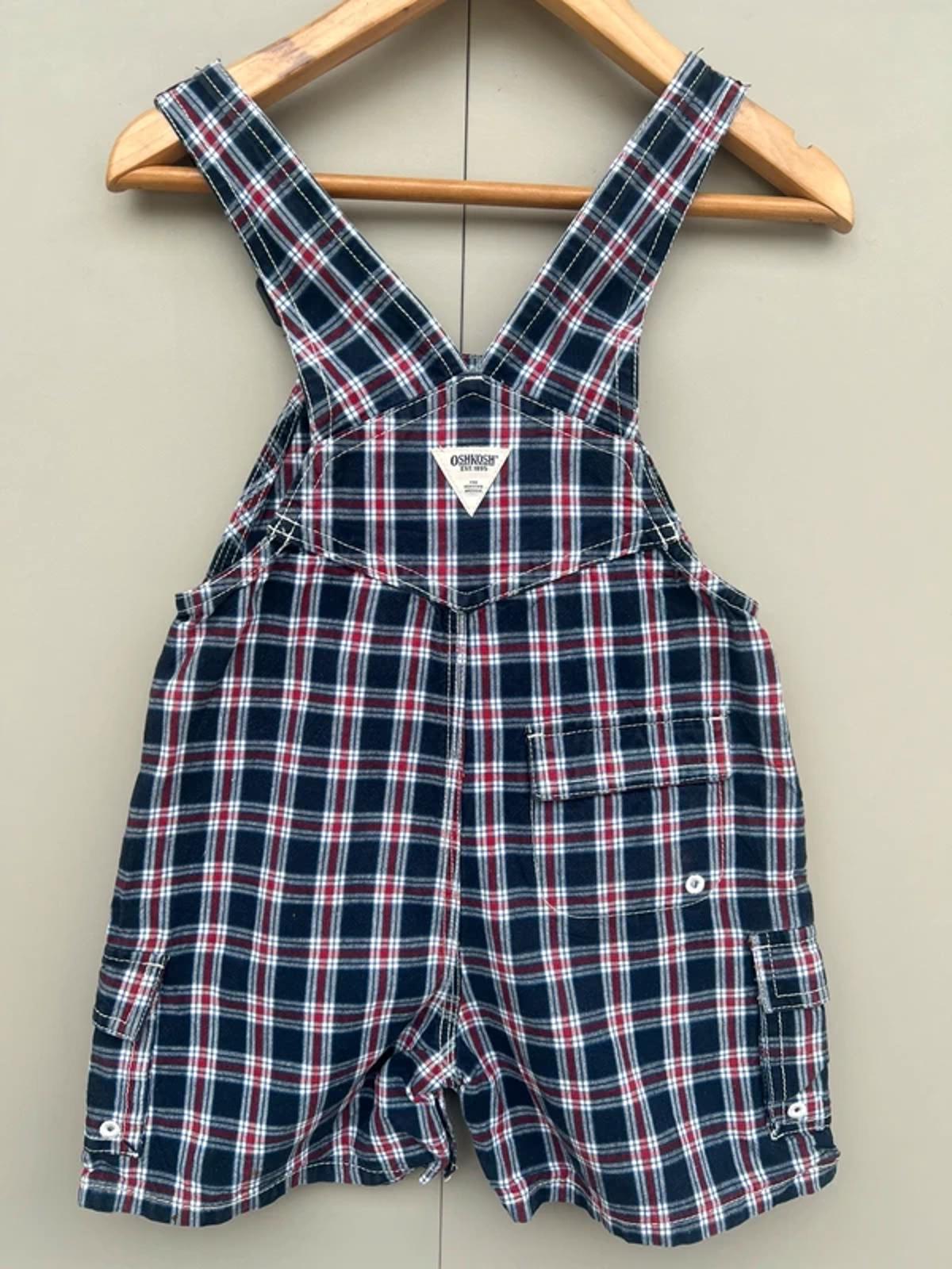 Oshkosh Vintage Check Shortall Dungarees 18M
