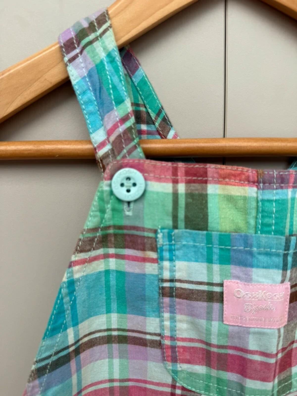 Oshkosh Vintage Check Shortall Dungarees 24M