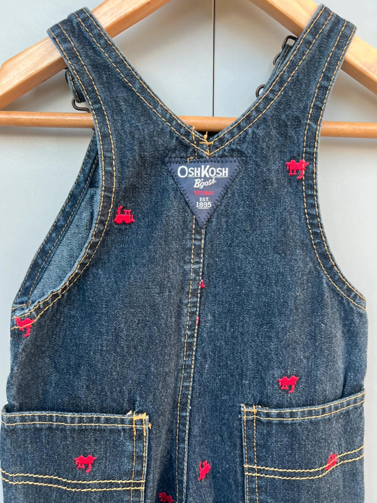 Oshkosh Denim Train Dungarees 9M