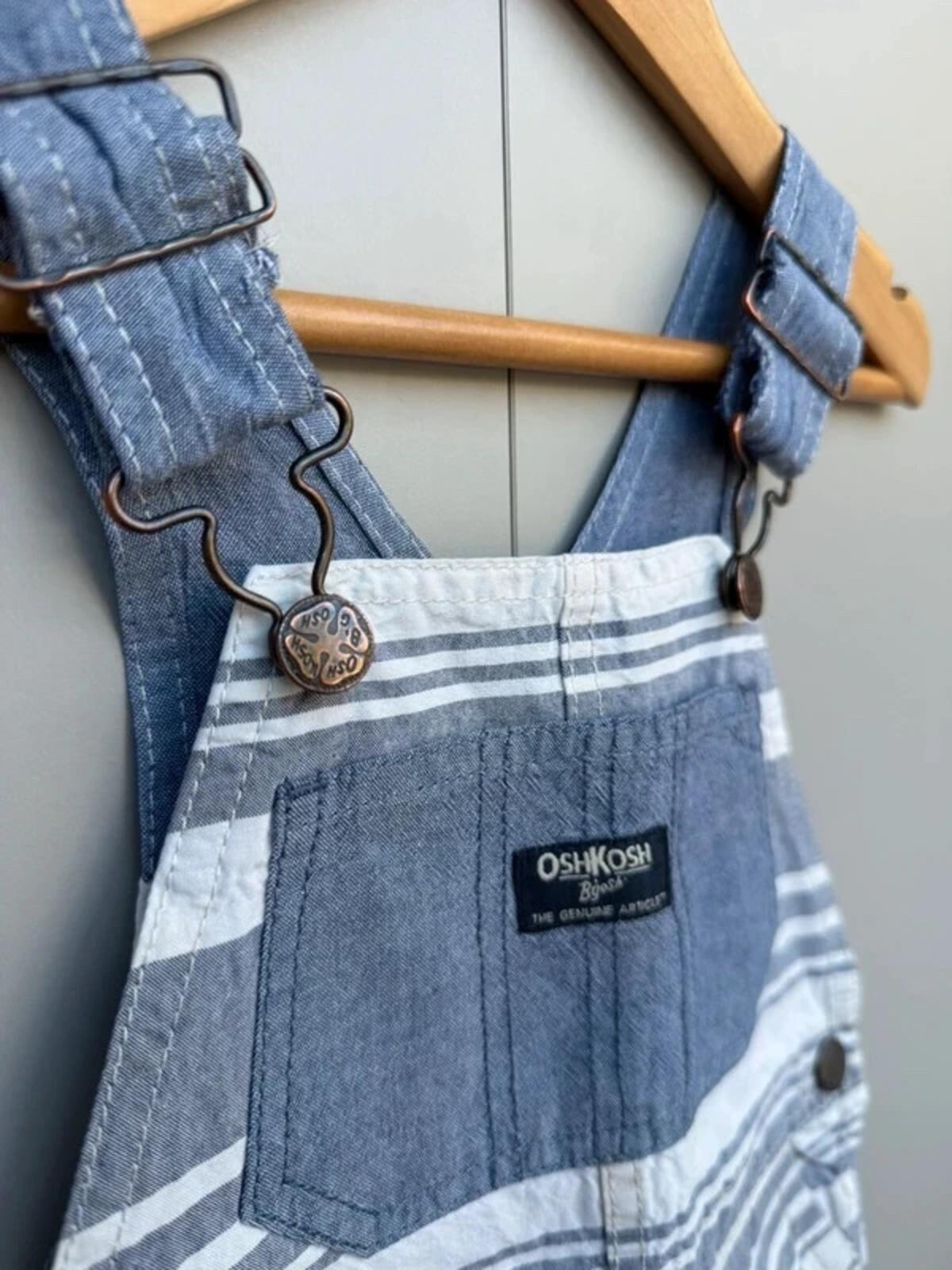 Oshkosh Striped Blue Shortall Dungarees 3T