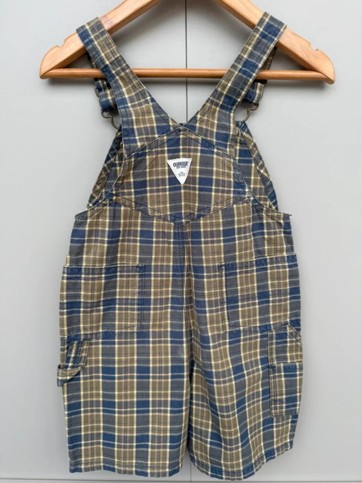 Oshkosh Vintage Khaki Check Dungarees 18M