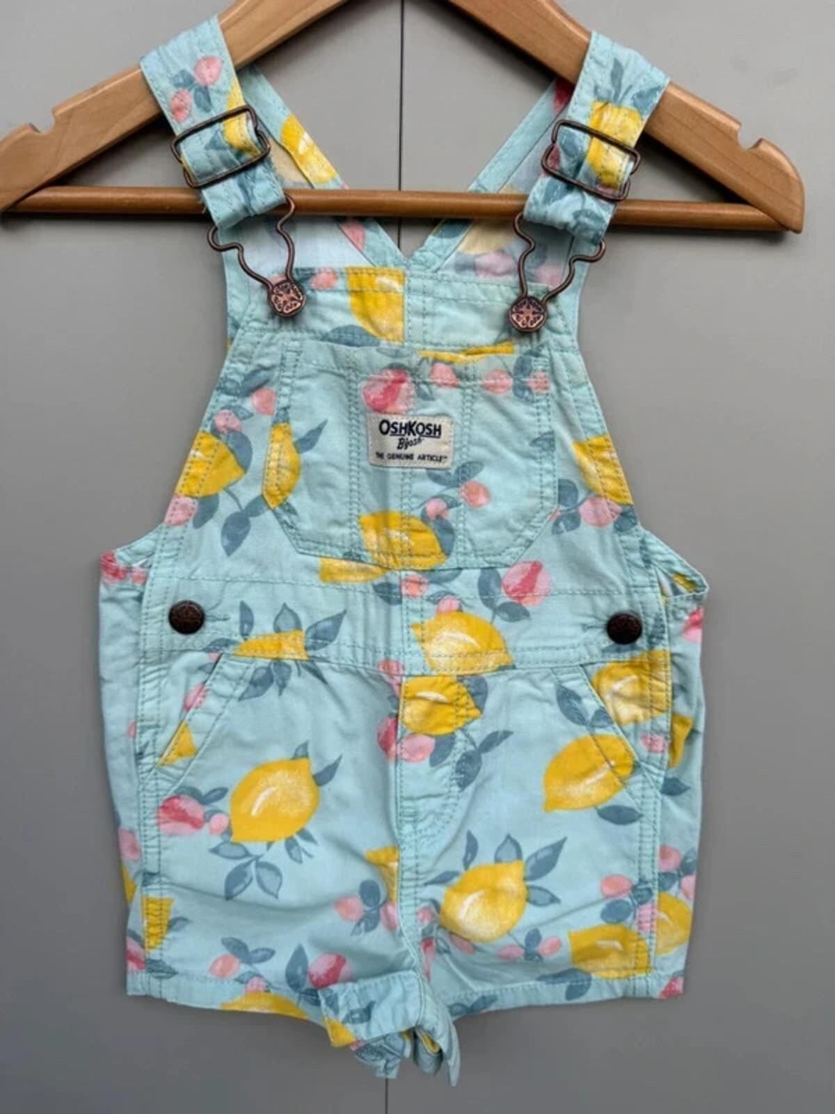 Oshkosh Lemon Blue Shortall Dungarees 12M