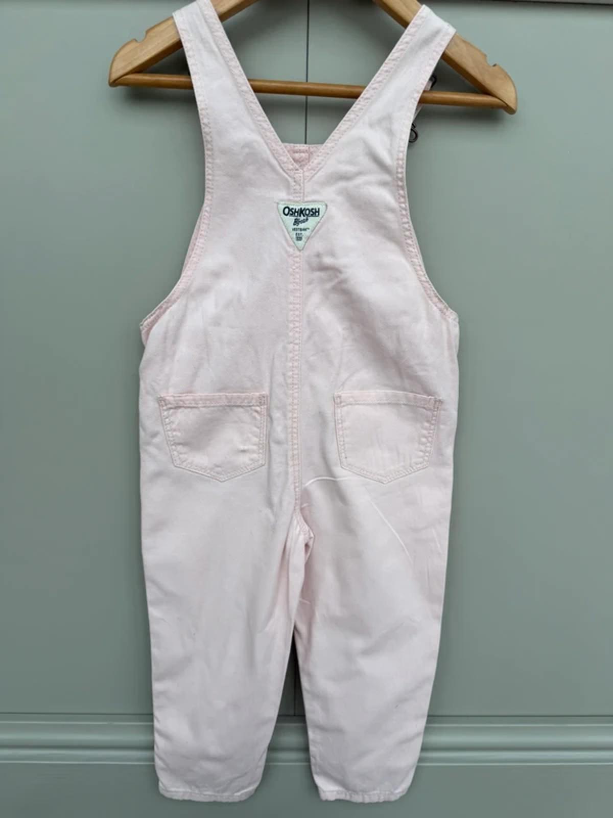 Oshkosh Pink Rose Heart Dungarees 3T